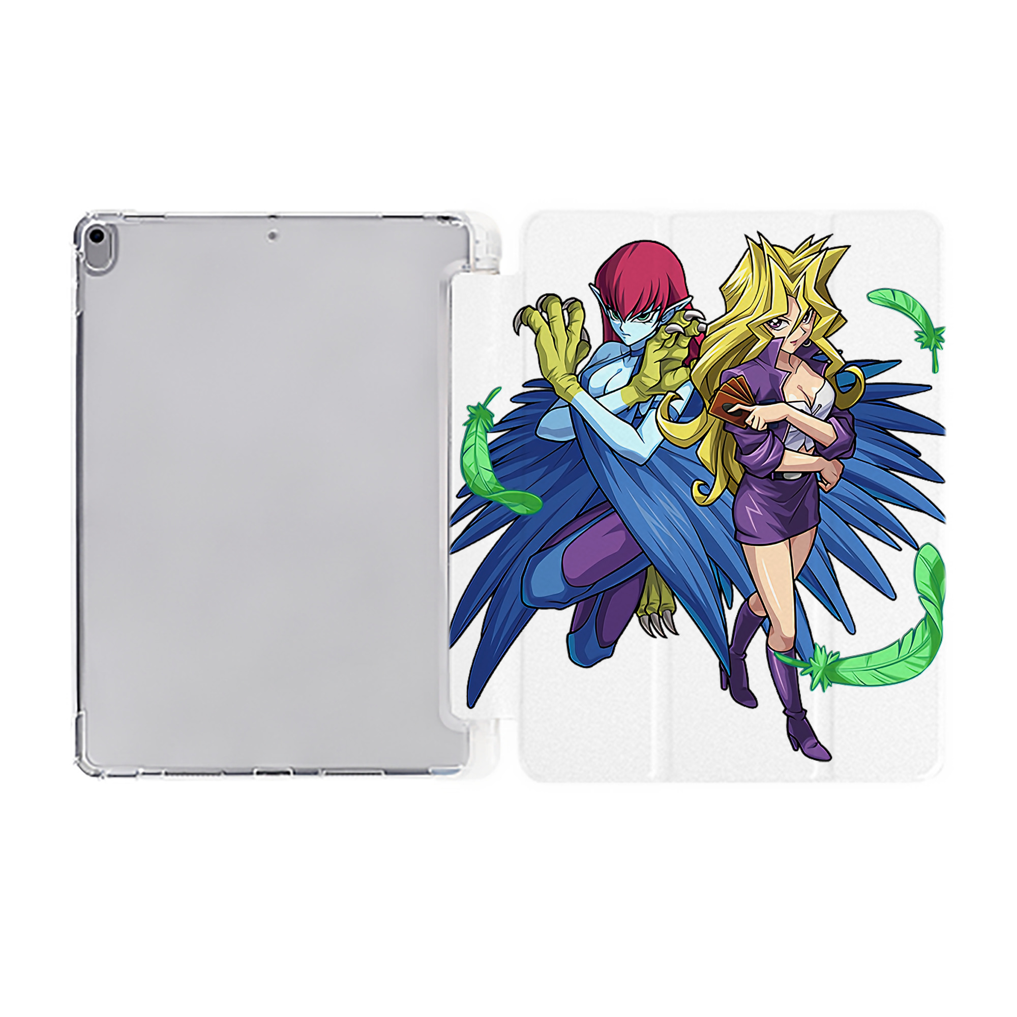 （画像用） 遊☆戯☆王 Yu-Gi-Oh! IPad ケース ペン収納付き 三つ折りスタンド PUレザー×シリコン 対応機種9.5/10.5/10.9インチ